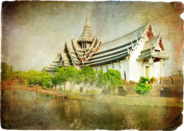 Tajski temple - grafika w stylu retro — Zdjęcie stockowe