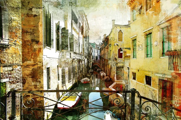 Ruas pictóricas venezianas - arte em estilo de pintura — Fotografia de Stock