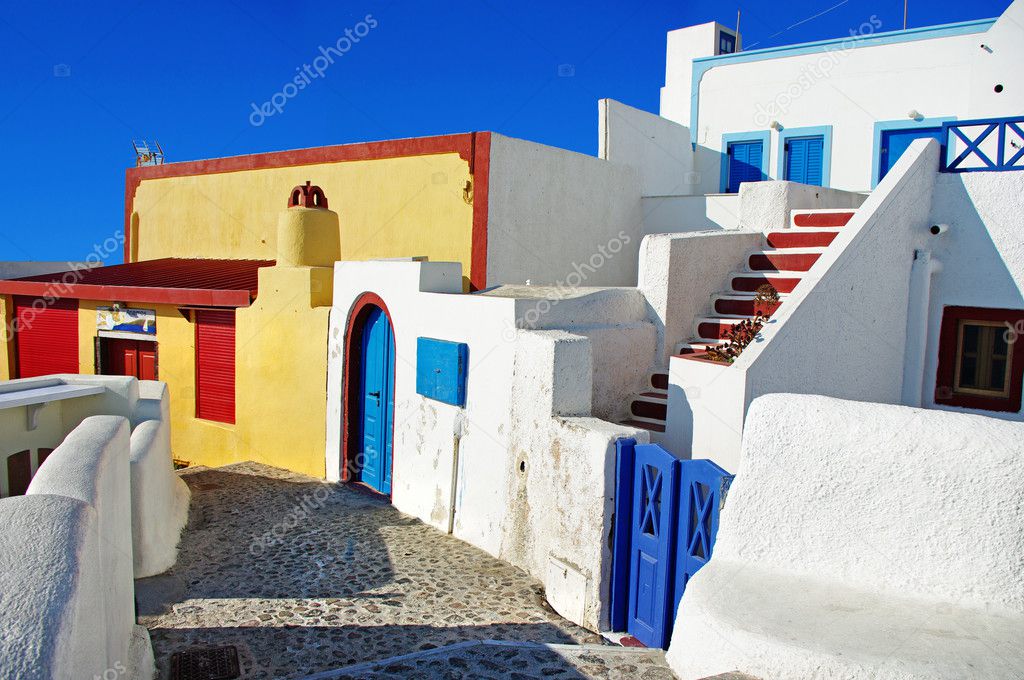 Colored streets of cyclades islands