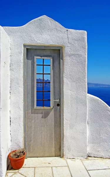 Architektonické detaily Santorini - tradičním kykládském stylu — Stock fotografie
