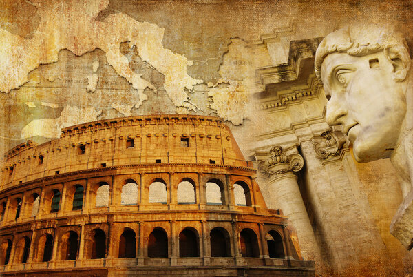 Great Roman empire - conceptual collage in retro style