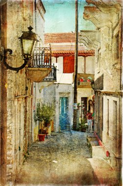 Eski Yunan sokaklar-sanatsal resim