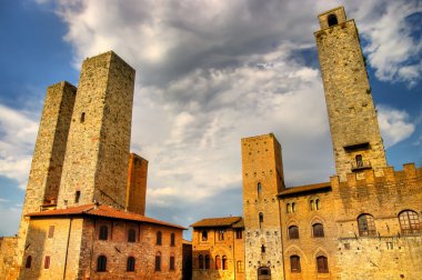 kuleleri san Gimignano - Toskana ortaçağ şehir görünümü