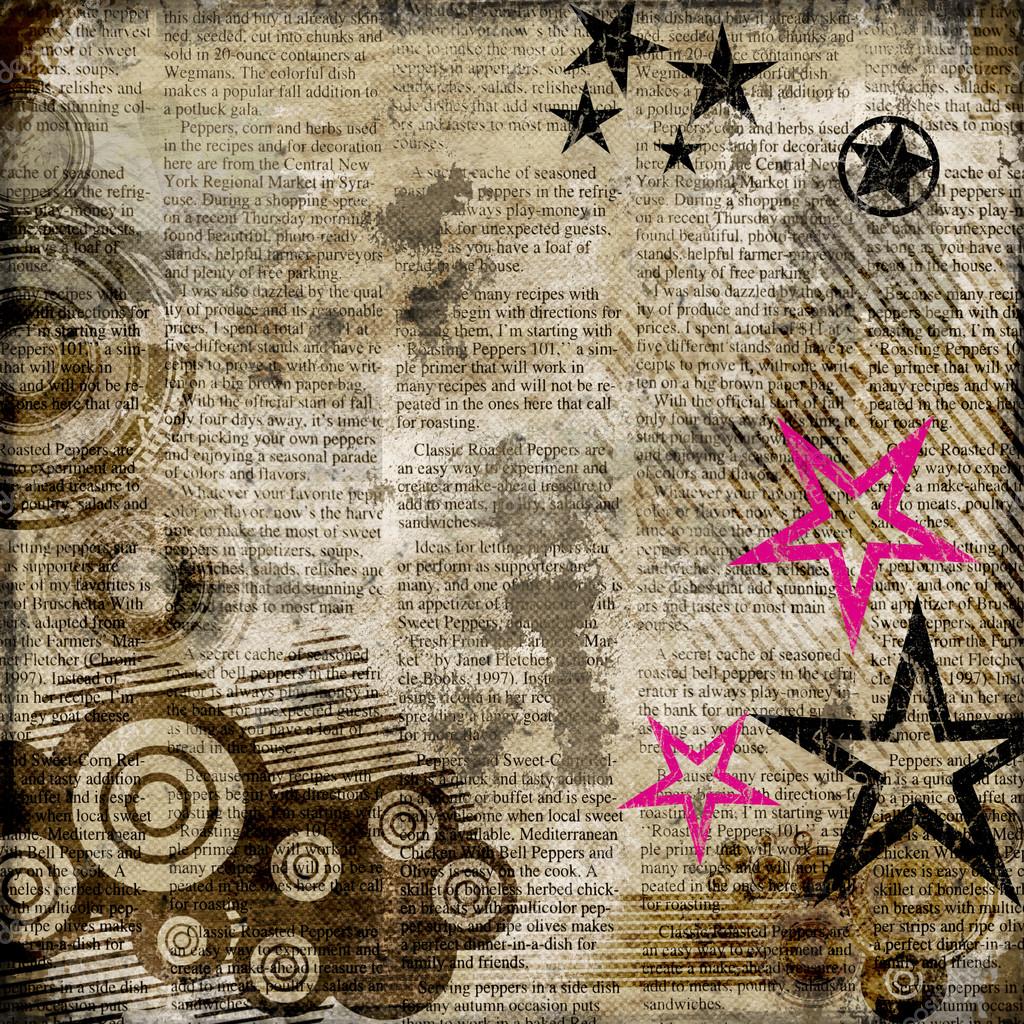Retro Background In Grunge Style With Stars Over Newspaper Stock.