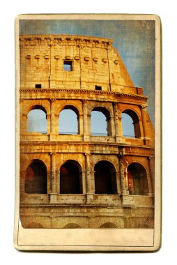Vintage cards - European landmarks -Colosseum clipart