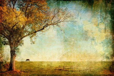 Golden sunset - sanatsal tonlu resim