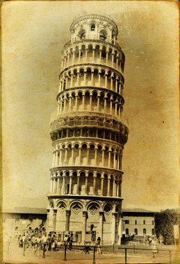 Pisa Kulesi - İtalyan yerlerinden serisi sanatsal resim tonda.