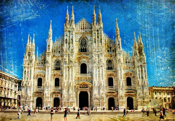 Milan cathedral - great italian landmarks vintage series — Stock Photo, Image