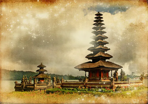 Balinese temple - artwork in retro style — Stock Photo, Image