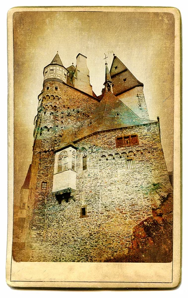 Serie di monumenti europei - castello Eltzburg- carta d'epoca — Foto Stock