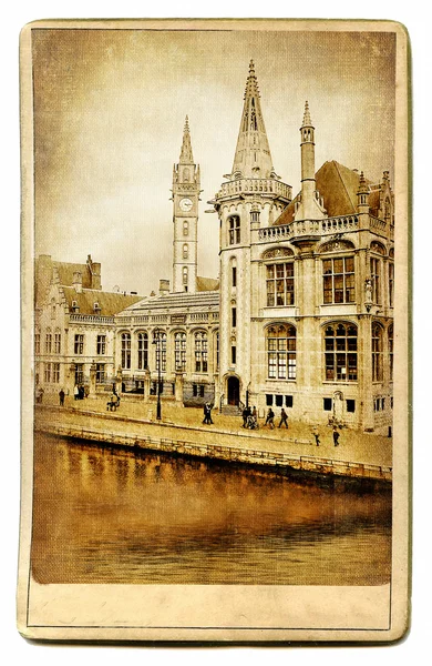 Serie de hitos europeos - tarjetas vintage - Gent (Bélgica ) —  Fotos de Stock