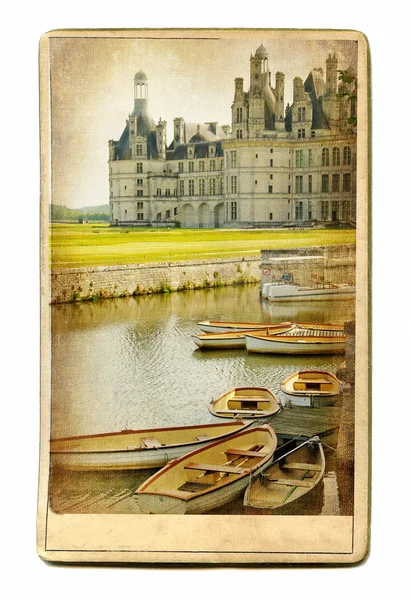 European landmarks vintage cards series- Chambord castle — Stock Photo, Image