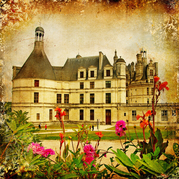 Chambord castle - artistic picture in retro style