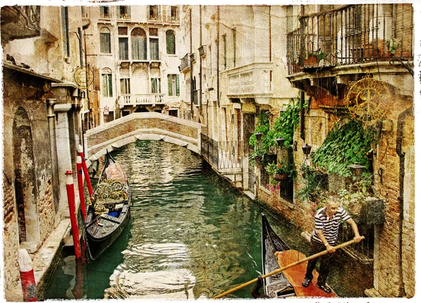 Hermosos canales de Venecia- imagen de estilo retro — Foto de Stock