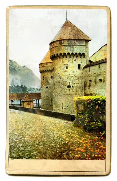 Chillion hrad - malované mezník série — Stock fotografie