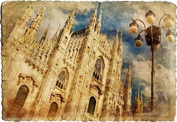 Milan cathedral - great italian landmarks vintage series — Stock Photo, Image