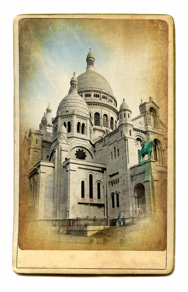 Lugares de interés europeos- tarjetas vintage-París (Catedral de Montmartre ) — Foto de Stock