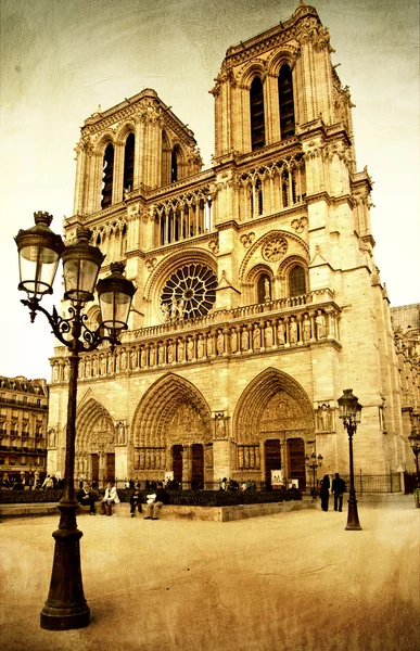 Kathedrale Notre Dame - Bild im Retro-Stil — Stockfoto