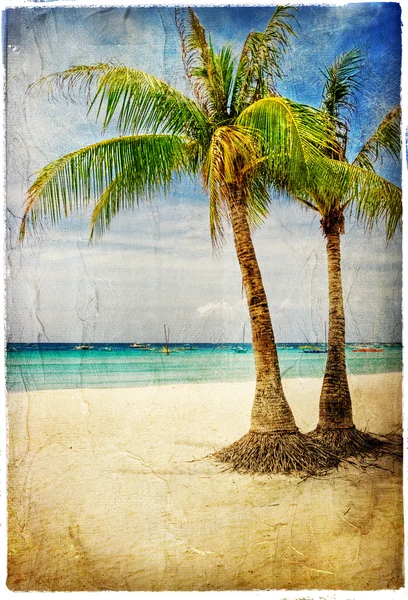 Tropical beach - artwork in painting style — Stock Photo, Image