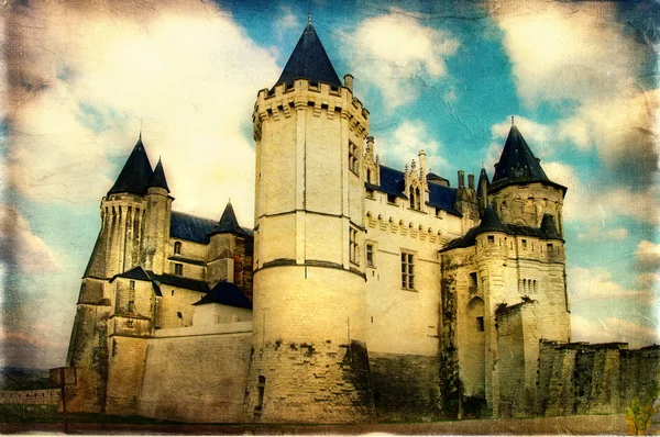 Castello medievale di Saumur - immagine artistica in stile retrò — Foto Stock