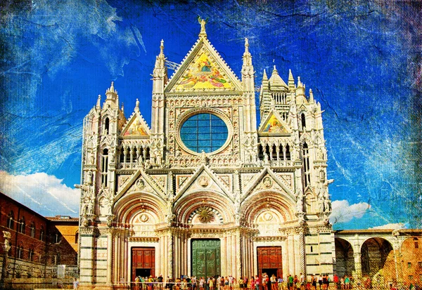 Große italienische Sehenswürdigkeiten gemalte Serie -Kathedrale von Siena — Stockfoto