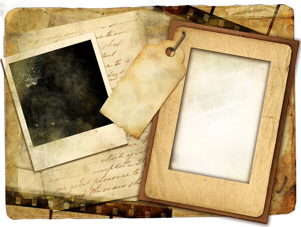Винтажный фон со старыми буквами и рамками
