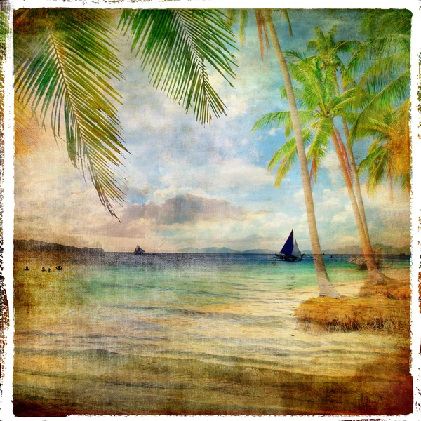 Atardecer tropical - imagen de estilo retro —  Fotos de Stock