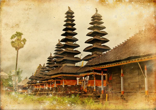 Balinese temple - artwork in retro style — Stock Photo, Image