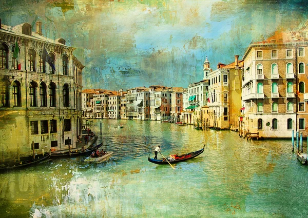 Amazing Venice - artwork in retro style Royalty Free Stock Images
