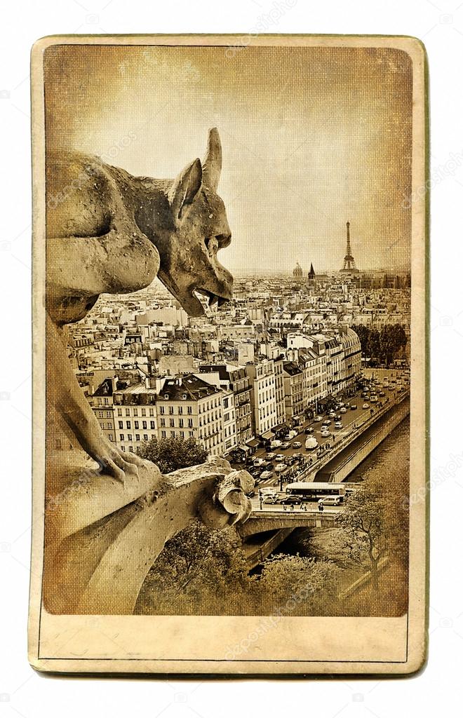 European landmarks vintage cards -Notre dame view
