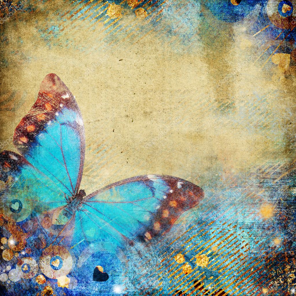 Abstract retro background with butterfly — Stock Photo © Maugli #12820866