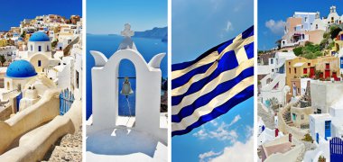 beyaz mavi santorini seyahat Yunan Adaları serisi