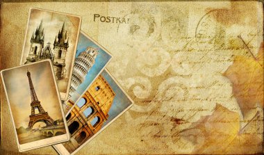 Vintage posta kartı - Avrupa tatil