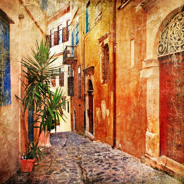 Old pictorial greek streets - vintage artistic series — Stock Photo, Image