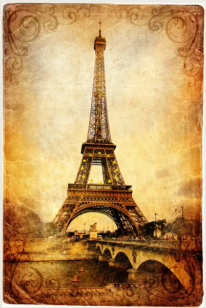 Série de cartões parisienses vintage Torre Eiffel — Fotografia de Stock