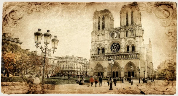 Kathedrale Notre Dame - Bild im Retro-Stil — Stockfoto