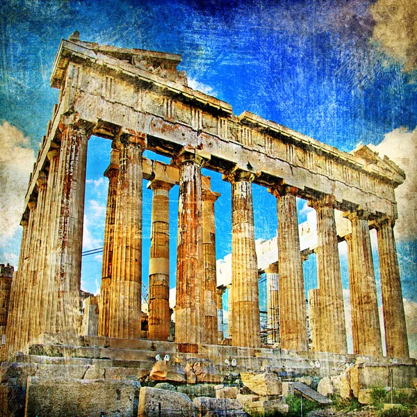 Antike Akropolis - künstlerisches Retro-Bild — Stockfoto