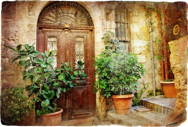 Old traditional greek doors series -retro styled picture — Stock Photo, Image