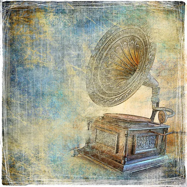 Vintage background with gramophone — Stock Photo, Image