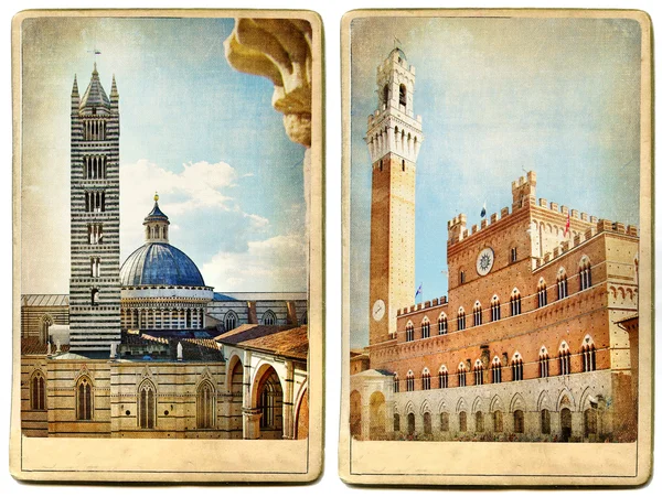 Staré Itálie - siena, retro karty — Stock fotografie