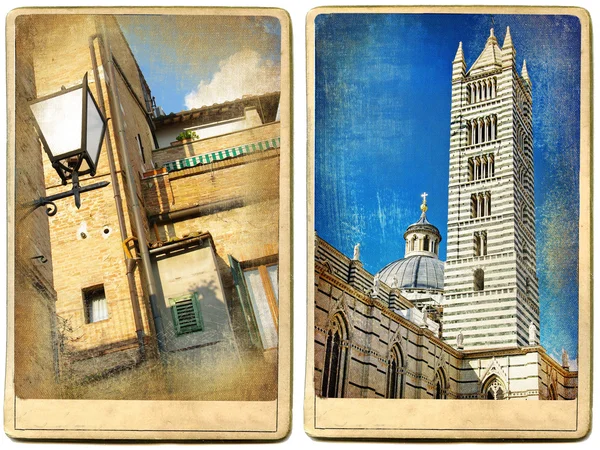 Eski İtalya - siena, retro kartları — Stok fotoğraf