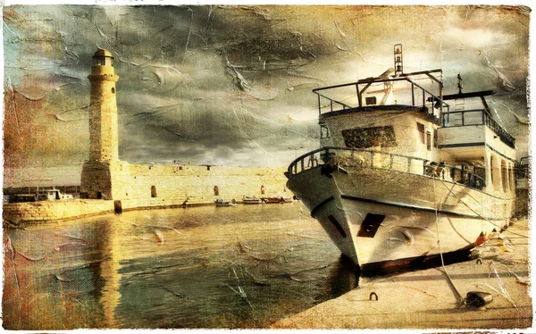 Peaceful quay - toned picture in retro style — Stock Photo, Image