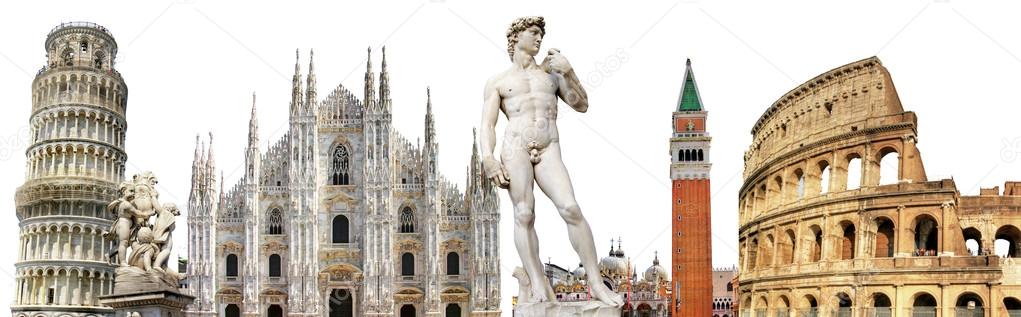 Greatest italian landmarks, travel background