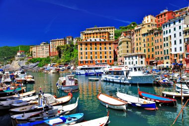 renkli camogli, ligurian kıyısında, İtalya