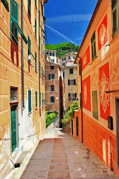 Camogli, kleurrijke straten van de Ligurische kust — Stockfoto