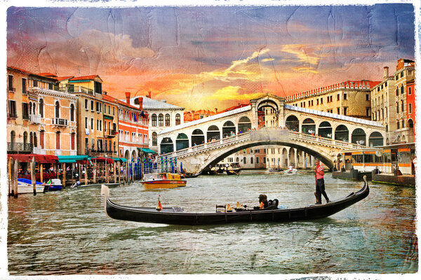 Venetian sunset, artwork in panting style