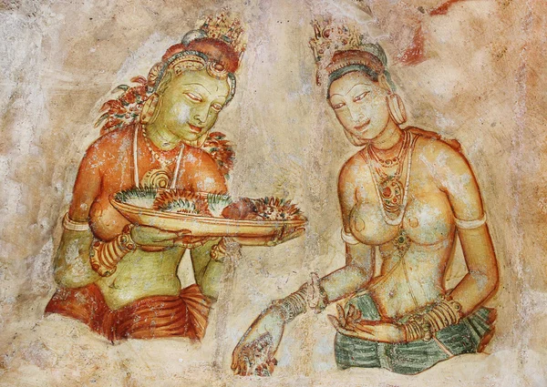 Peinture de grotte à l'intérieur de l'ancien temple de la grotte, Sri Lanka — Photo