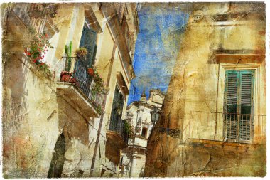 İtalyan eski şehrin sokakları-lecce