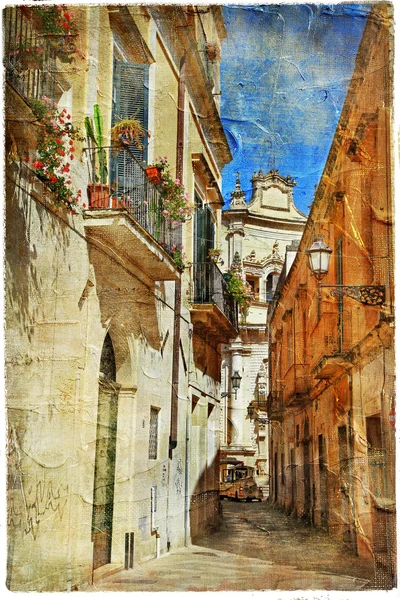 Calles italianas del casco antiguo Lecce — Foto de Stock