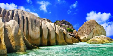 benzersiz kayalık sahilleri seychelles Adaları